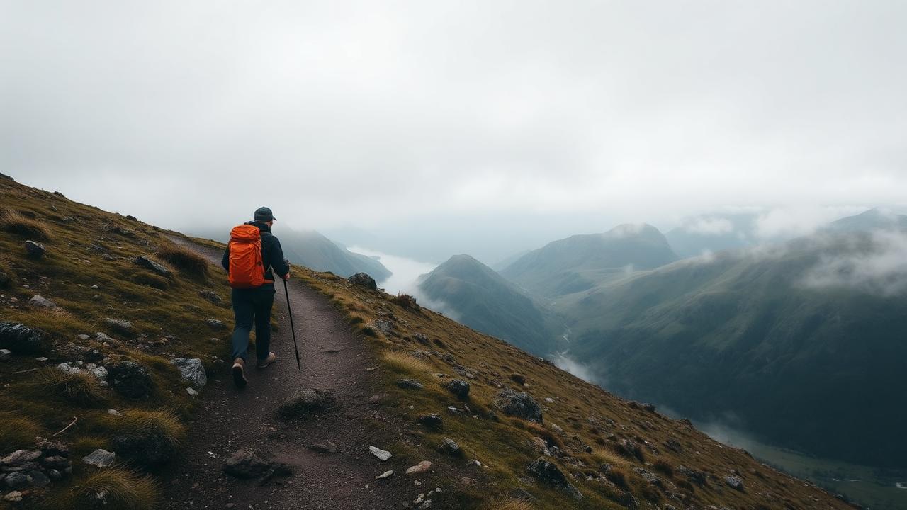Stig genom nordisk skog i morgonljus